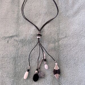 19 inch Necklace with silver, black and white tones